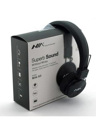 Бездротові bluetooth навушники з mp3 плеєром nia-x3 радіоблютуз чорні