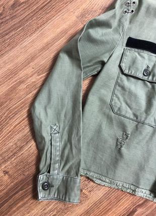 Джинсовая рубашка пиджак жакет bershka милитари хаки 34/ xs5 фото