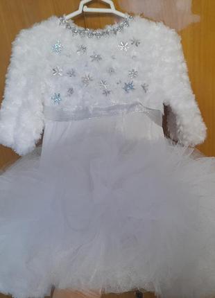 Платье праздничное, снежинки, звездочки 92, 98 см