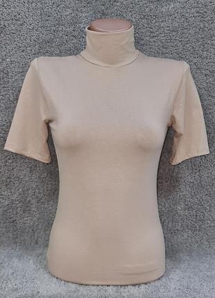 Водолазка женская, гольф вискоза с коротким рукавом бежевый