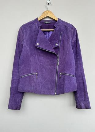 Косуха натуральна замшева яскрава куртка фіолетова hema 38/m