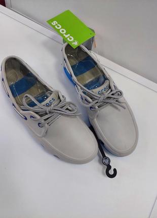 Crocs beach line boat shoe grey blue3 фото