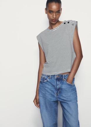 Футболка женская zara, цвет белый😍 тельник майка безрукавка