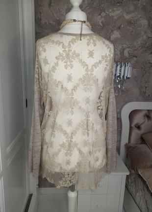 Кофта блуза альпака кружевна нарядна4 фото