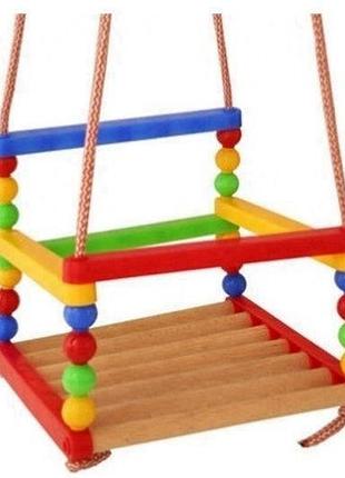 Качели деревянные с пластмассовыми вставками bamsic