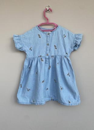 Стильне святкове плаття плаття на дівчинку 18/24 92 zara джинсове з квітами
