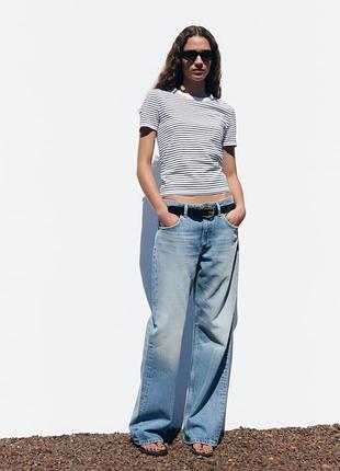 Футболка женская zara, цвет белый😍 тельник бретонка2 фото