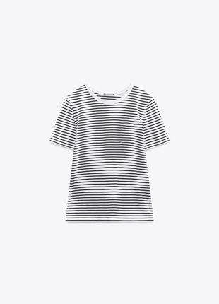 Футболка женская zara, цвет белый😍 тельник бретонка5 фото