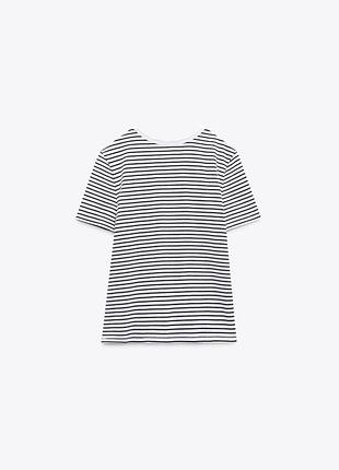 Футболка женская zara, цвет белый😍 тельник бретонка6 фото