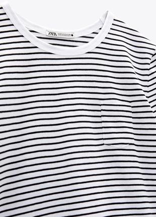 Футболка женская zara, цвет белый😍 тельник бретонка7 фото