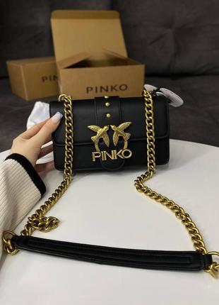 Сумка шкіряна сумочка pinko mini love bag one simply black / gold