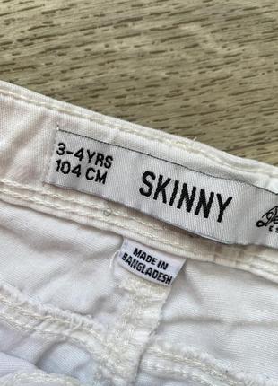 Стильные белоснежные скинни на девочку джинсы штаны 3-4 104 denim co3 фото