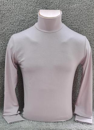 Водолазка гольф чоловічий leliss однотонний класичний з коміром стійка демісезонний віскоза пудровий