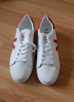 Кеды кроссовки белые с красным женские подростковые3 фото