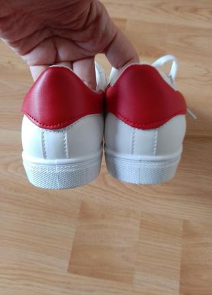 Кеды кроссовки белые с красным женские подростковые4 фото