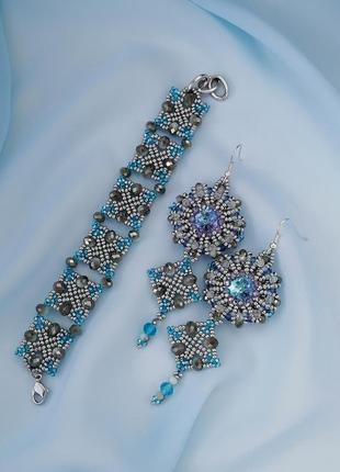 Комплект украшений серьги и браслет «luxury»8 фото