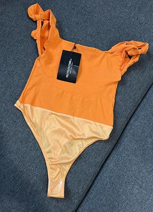 Яркий оранжевый 🍊 новый купальник боди слитный plt usko4 eu 32