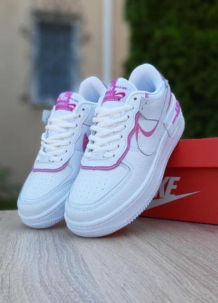 Nike air force 1 shadow white/pink 🆕 жіночі кросівки найк 🆕 рожевий/білий