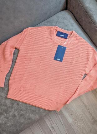 Вязаный базовый коралловый свитер от премиального бренда jjxx