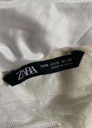 Блуза мереживна бежева блуза кружевний топ тюлева кофтина zara- xs,s4 фото