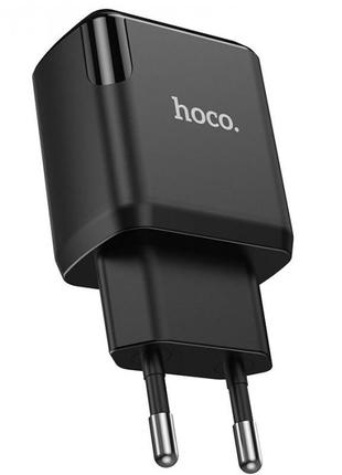 Зарядний пристрій 220 в 2 usb з кабелем usb — micro usb hoco n7 speedy чорний3 фото