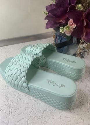 Шлепанцы женские цвет мята 38 размер2 фото