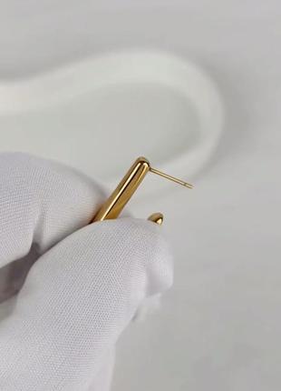 Минималистичные сережки сталь pvd 18k золото6 фото