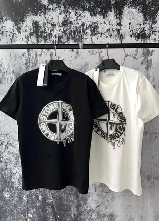 Чоловіча футболка stone island чорна / біла