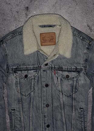 Levis trucker sherpa jacket (мужская джинсовая куртка шерпа левис )2 фото