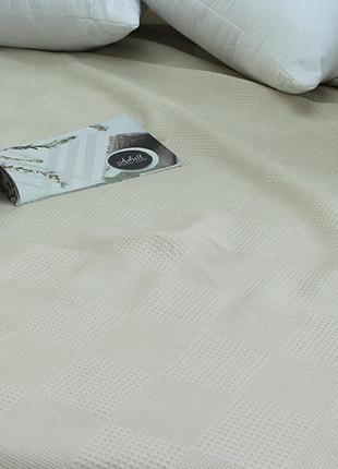 Покривало плед піке "клітинка" бежевий