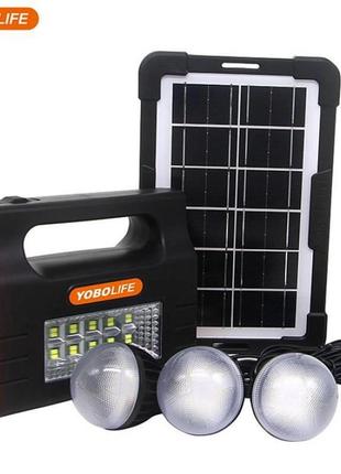 Ліхтар ручний + зарядна станція + сонячна панель і 3 лампи yobolife lm-3605