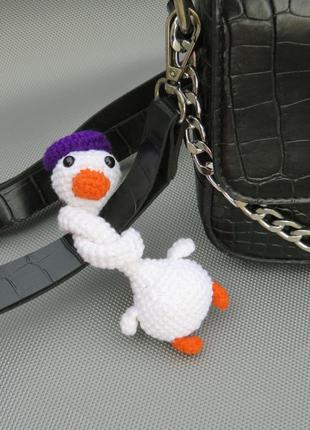 В'язані іграшки брелки гусь/альпака. гусь-довгусь та альпака-завязака6 фото
