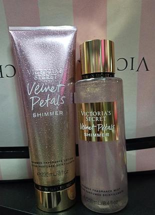 Набор спрей, лосьон с шиммером velvet petals victoria’s secret