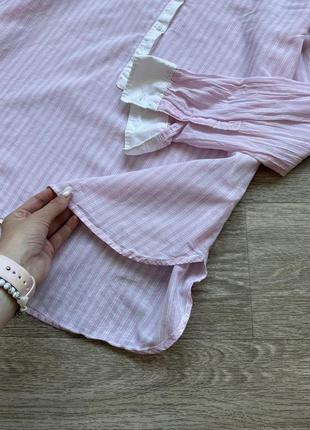 Стильная легкая удлиненная розовая хлопковая рубашка с пуговицами yessica 38/m3 фото