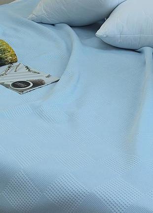 Покривало плед піке "клітинка" блакитний