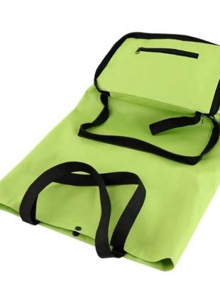Універсальний складаний портативний візок-сумка для покупок на коліщатках зелений7 фото