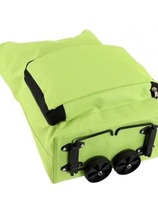 Універсальний складаний портативний візок-сумка для покупок на коліщатках зелений4 фото