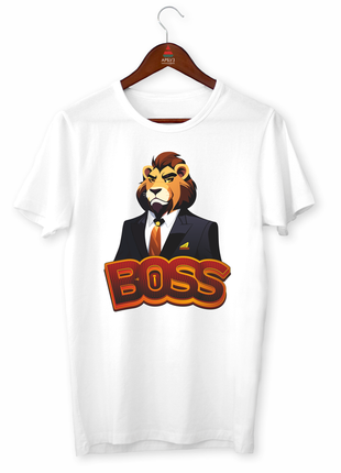 Футболка з оригінальним принтом для керівника "boss lion. бос лев" push it1 фото