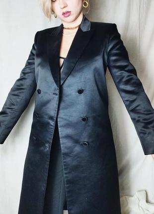 Роскошный винтажный фрак удлиненный жакет пальто атлас5 фото