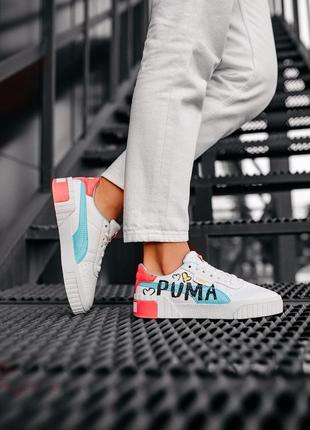 Puma cali graffiti letter board  🆕 женские кроссовки пума 🆕 белый/синий9 фото