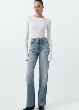 Джинси zara high-rise wide-leg jeans