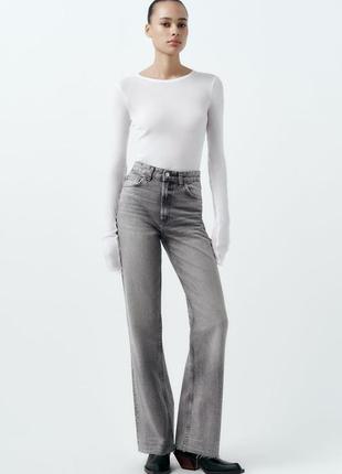 Джинси zara high-rise wide-leg jeans