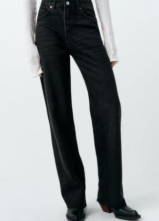 Джинси zara high-rise wide-leg jeans