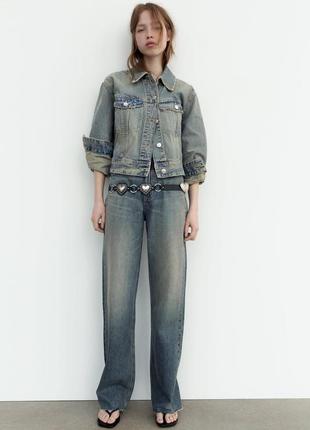 Джинси zara high-rise wide-leg jeans