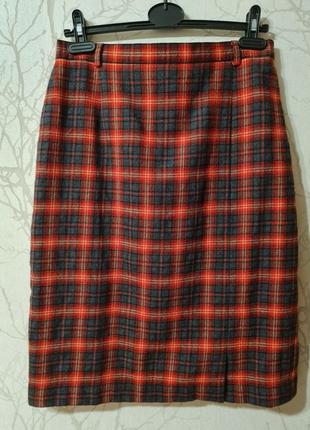 Шерстяная юбка в клетку шотландка woolmark