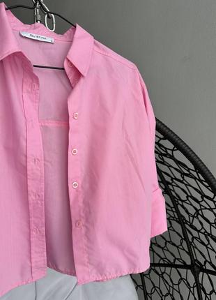 Вкорочена рожева сорочка2 фото