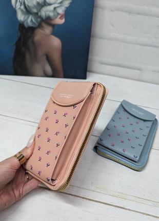 Сумка кошелек на ремешке мини сумка кошелек с местом для телефона цвет розовый3 фото