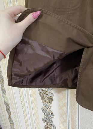 Коричневый пиджак-тренч, легкий жакет плащ5 фото