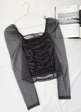 Топ в горошок з рукавами сітка обємні