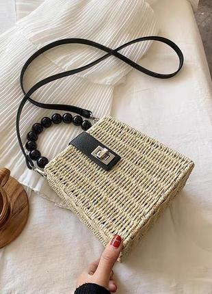 Соломенная сумочка плетеная чемоданчик2 фото
